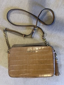 Bolso Bandolera Pequeño Michael Kors Ginny Camel Marrón Cocodrilo Cuero Repujado - Imagen 1 de 7