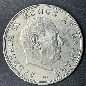 1971 DENMARK COIN 5 KRONER KING FREDERICK IX OBJECTSYOULOVE - Picture 1 of 2