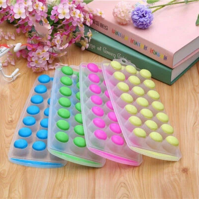 3pcSet Heart shape POP OUT NON STICK ICE CUBE TRAY SOFT SILICONE PLASTIC 21 CUBE - Image 1 of 4