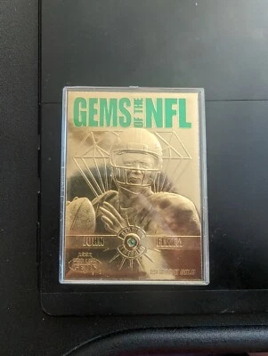 1997 Pro Line #G16 Gems of the NFL John Elway 23kt Gold Card Emerald Broncos - Image 1 of 2