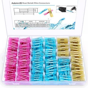 Heat Shrink Butt Splice Wire Connector Insulated Waterproof Crimp Terminals kit - Picture 1 of 18