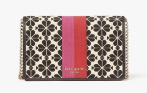 Kate Spade SPADE Flower Jacquard Stripe Chain Crossbody Clutch Wallet ~NWT~ - Picture 1 of 5