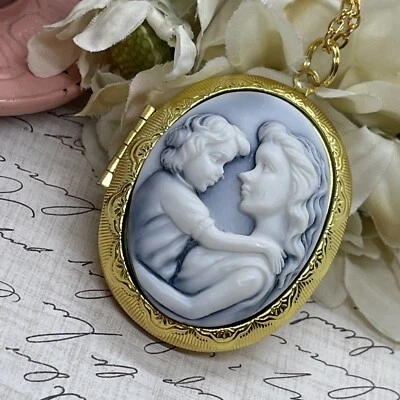 Medallón Foto Dorado Madre de la Novia Hijo Niño Nueva Mamá Día de la Madre Regalo Azul Foto 1 de 4