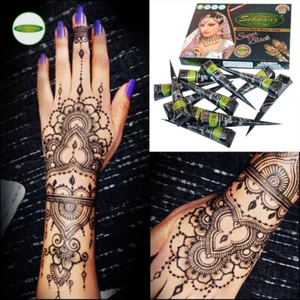 Henna instantánea negra oscura de Vimal's Sehnaaz, ""super negra"" cono Mehandi - 6 piezas. - Imagen 1 de 5