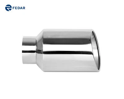 5" Entrada 8" Salida 15" Largo Enrollado Extremo Corte Ángulo Camión Escape Tubo de Escape Punta Foto 1 de 4