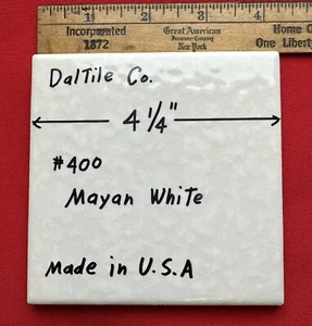 1 pc. Mayan White: Glossy Ceramic Tile by Daltile 4-1/4" Tiny, Bumpy, Dimple - Picture 1 of 18