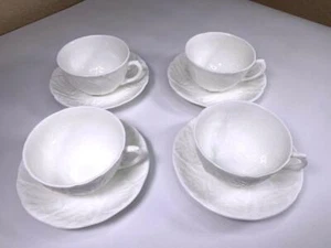Coalport Countryware hoja de repollo blanca 4 tazas de té + juego de 4 platillos - Imagen 1 de 7