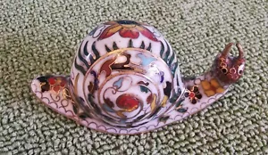 Vintage Cloisonne Snail Enamel Paperweight Figure Overlay on Brass - Picture 1 of 12