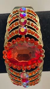 Gold Tone AB rot & orange Strass Klemme Armband XO-98 - Bild 1 von 10