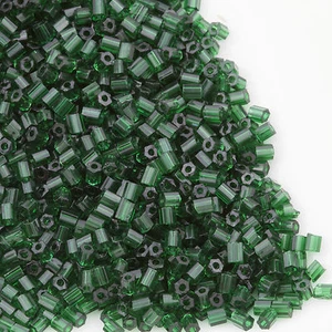 Vintage Czech Seed Beads 2 Cut 11/0 Transparent Dark Green 19g 10633012 - Picture 1 of 2