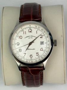 LAMBERTI-OROLOGIAI Automatic Stainless Steel Watch * Brown Leather Croco Band - Picture 1 of 4