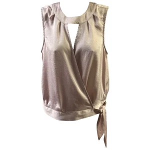 Express Blouse Size S Pink Wrap Sleeveless Keyhole Tie Waist Lightweight Chic - Picture 1 of 10