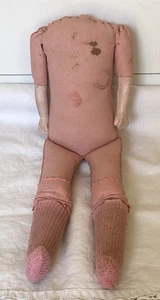 "Antigua muñeca de peluche alemana cuerpo tela rosa 14"" brazos compuestos articulados" - Imagen 1 de 9