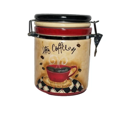 Tarro de cerámica certificado International Lori Simms café caliente $1 sello abatible Foto 1 de 4