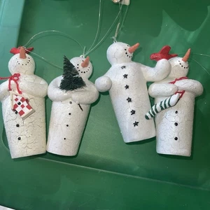 DEPT 56 Crackled Snowman 4” Christmas Ornament  Set Of 4 Set - Picture 1 of 3
