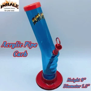 INHALE®️1.5x9" GRIP ACRYLIC HOOKAH WATER PIPE W THUMB CARB MADE IN THE USA - Picture 1 of 4