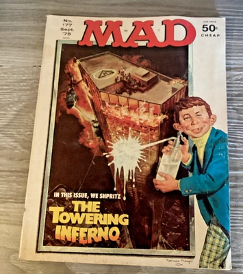 MAD Magazine Sept 1975 #177 Towering Inferno Parody, Superheroes, Humor Satire - Image 1 of 4