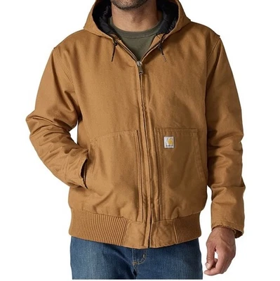 Chaqueta Carharrt Marrón Activa Azul Franela a Cuadros Forrada Calce Suelto Pato Firme Talla XL Foto 1 de 4