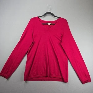Tommy Bahama Sweater Womens XL 16 Red V Neck Silk/Nylon/Cashmere/Spandex Comfort - Picture 1 of 9