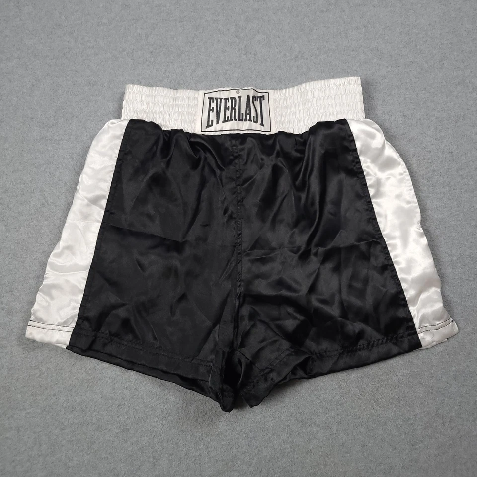 Pantalones Cortos de Boxeo Everlast De Colección Hombres Grandes Negros Blancos Años 90 Satén Entrenamiento de Lucha Foto 1 de 4