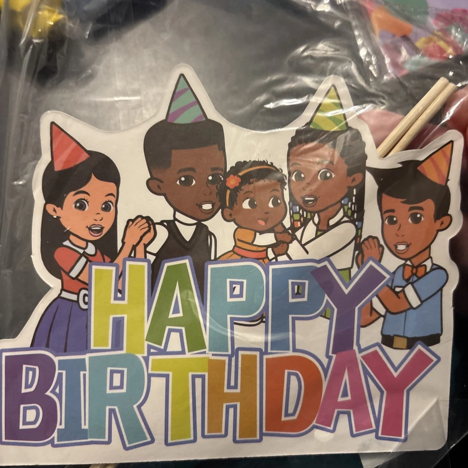 Letrero de cumpleaños con globos adornados para pasteles/cupcakes decoración fiesta esquina gracias Foto 1 de 4