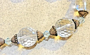 Collar de cristal de vidrio facetado transparente 16,6" cierre de palanca herrajes de color plata - Imagen 1 de 5