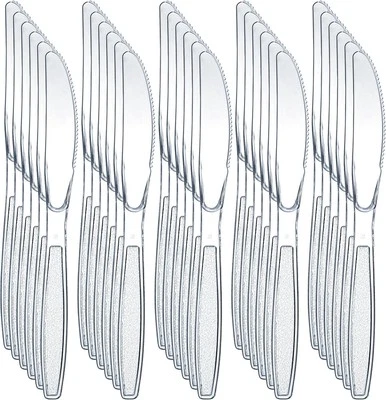 Cuchillos de plástico transparente - (paquete a granel 180) utensilios de plástico desechables de alta resistencia... Foto 1 de 4