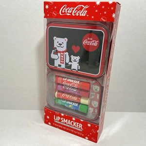 Lip Smacker 4pc Balm Collectible Bear Tin Christmas Coca Cola 2018 NEW Sprite - Picture 1 of 4