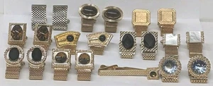 Vintage Wrap Cufflinks & Tie Holder Rhinestone Assorted Lot - Picture 1 of 7