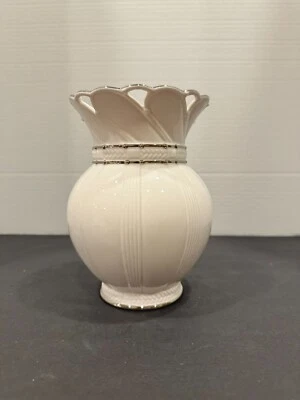 Lenox Artiste Vase Ivory Porcelain Silver Trim – Cutout Rim - Image 1 of 3