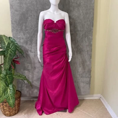 Vestido Formal Flirt Maggie Sottero Para Mujer’s 10 Rosa Cuentas Sin Tirantes Corsé Espalda Foto 1 de 4