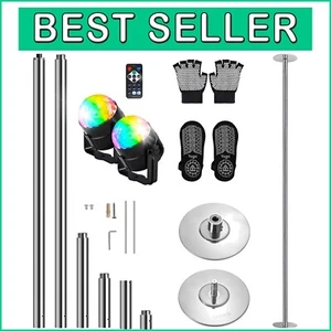 Rust-Resistant Adjustable Dance Pole 82"-108" with Fitness Essentials and Lights - Picture 1 of 9