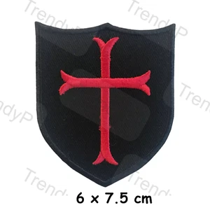 Knights Templar Cross Shield Badge Iron Sew on Embroidered Patch Jacket Jean 143 - Picture 1 of 1