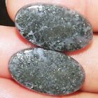 31.20 Cts Natural MARCASITE PYRITE PAIR EARRING MAKE OVAL Cab Gemstone 15x26x3mm