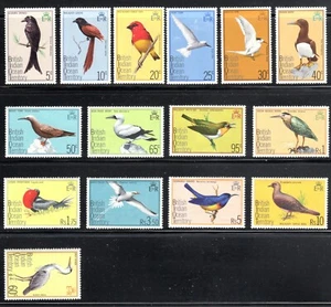 British Indian Ocean Territory Birds Scott #63-77  XF MNH BIOT. - Picture 1 of 6