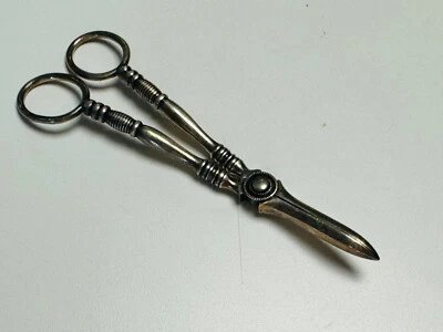 Old Vintage Decorative Pair Of Grape Scissors Metal Silver Tone - Image 1 of 4