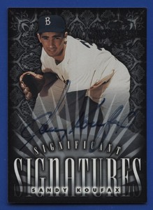 1998 DONRUSS SIGNATURE SANDY KOUFAX SIGNIFICANT AUTOGRAPH CARD #'D 1448/2000