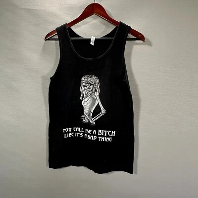 Bella Top Womens XXL Tank Black Cotton Skeleton Goth Y2K Like Its a Bad Thing - Image 1 of 4
