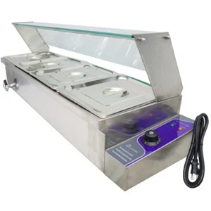 4 Sartenes Calentador de Alimentos Eléctrico Tamaño 1/2 Mesa Buffet Encimera 6" Sartén Más Profunda 1500w - Imagen 1 de 20