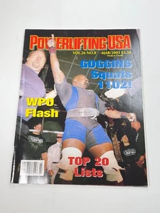 POWERLIFTING USA Magazine Vol. 26 No. 8 2003 -- Goggins Squats 1102 - Picture 1 of 4