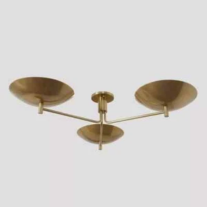 3 Light Mid Century Modern Raw Brass Sputnik chandelier light Flush Mount - Picture 1 of 6