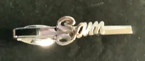 Chrome Tie Clip Monogram SAM - Picture 1 of 5
