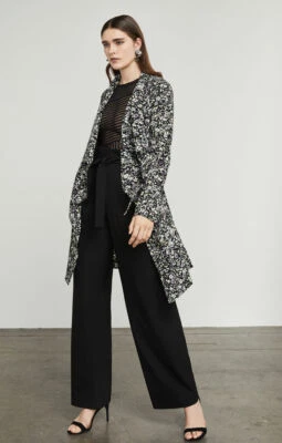 BCBG Tasi Cortina Frontal Trinchera Estampado Floral Columpio Abrigo Chaqueta Corbata XS NUEVO CON ETIQUETAS $298 Foto 1 de 4