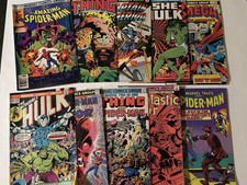 Marvel Lot of 10 Bronze Age Spiderman Hulk Capt America She Hulk Thor Omega