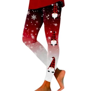High Waist Women's Leggings Christmas Gnomes, Merry Xmas Yoga Pants XS-4XL - Picture 1 of 4