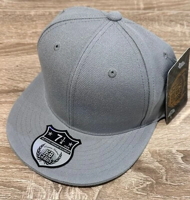 Ethos plain fitted cap, grey flat peak cap, premium imported from U.S.A - Image 1 of 4