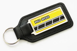 RD 200 Yellow With Black Speed Blocks Leather Keyring Key Fob for Yamaha RD200 - Picture 1 of 2