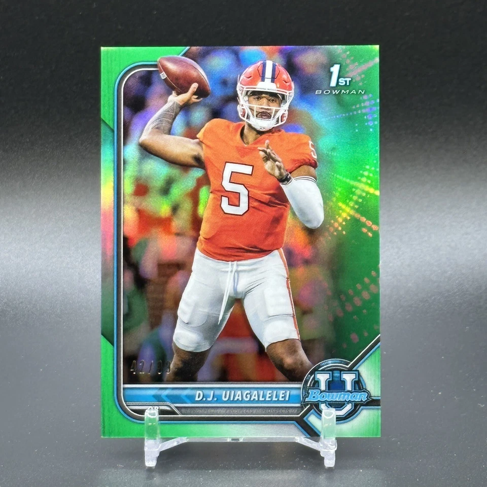 DJ Uiagalelei 2022 Bowman University 1st Chrome True Green Refractor #'d /99 RC - Image 1 of 3