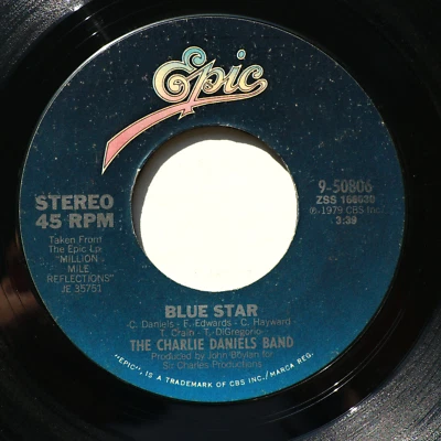 The Charlie Daniels Band *Behind Your Eyes / Blue Star*  45 rpm Vinyl 7" Single - Image 1 of 4