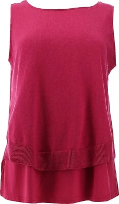 Combo Suéter DG2 Diane Gilman Tejido en Capas Fácil Tanque Frambuesa 1X NUEVO (300) Foto 1 de 4